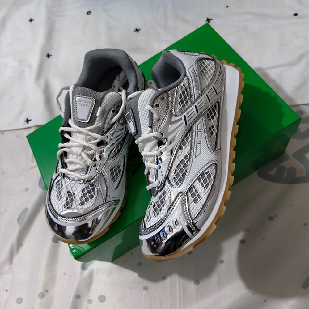Bottega Veneta Silver Mesh Retro Sneakers